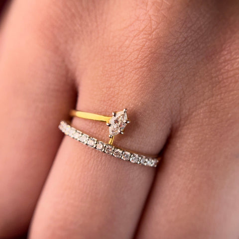 Simple Classic Moissanite Diamond Sterling Silver Engagement Ring