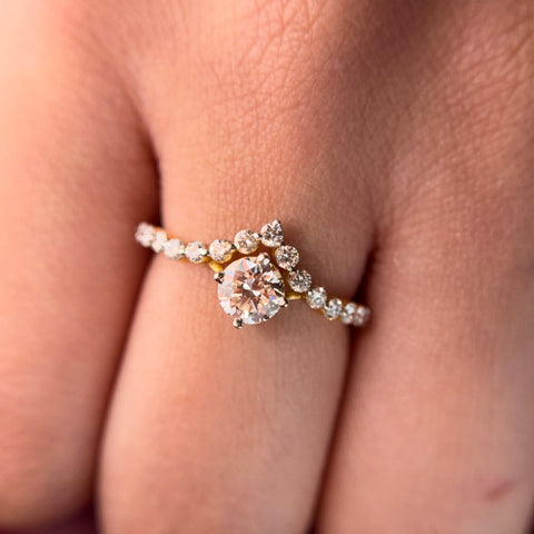 Round Cut Moissanite Diamond Sterling Silver Engagement Ring