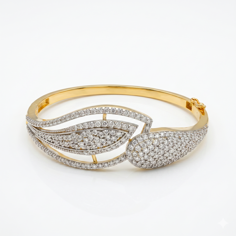 Round Cut Moissanite Diamond Fashion Bangle Sterling Silver Bracelet