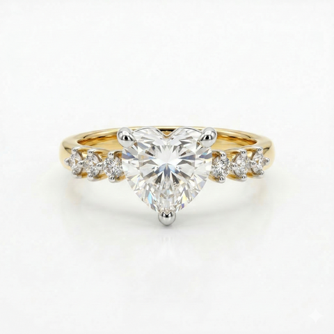 Heart Cut Moissanite Diamond 7 Stone Engagement Sterling Silver Ring