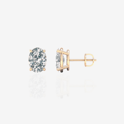 Oval Cut Moissanite Diamond Stud Sterling Silver Earrings