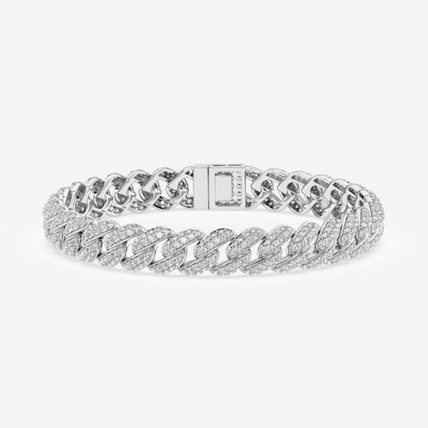 Round Cut Moissanite Diamond Cuban Sterling Silver Bracelet