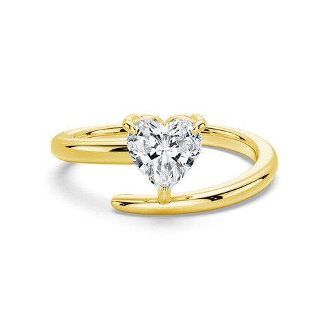Heart Cut Moissanite Diamond Solitaire Sterling Silver Ring