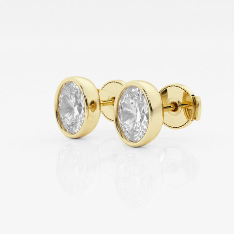 Oval Cut Moissanite Diamond Bezel Certified Stud Sterling Silver Earrings