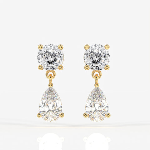 Portuguese Cut Moissanite Diamond Dangle Sterling Silver Earrings