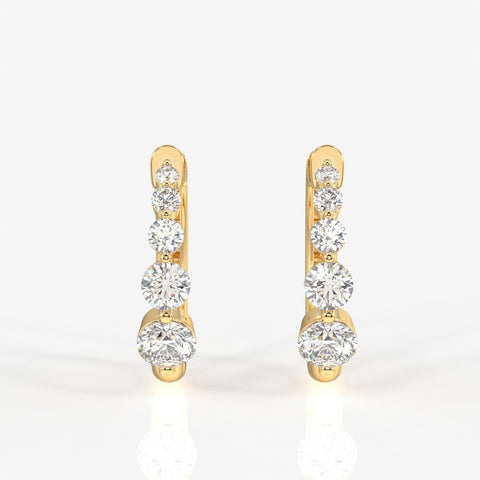 Round Cut Moissanite Diamond Hoop Sterling Silver Earrings