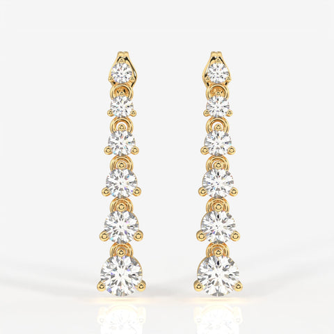 Round Cut Moissanite Diamond Dangle Sterling Silver Earrings