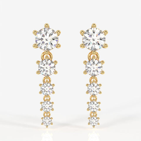 Round Cut Moissanite Diamond Dangle Sterling Silver Earrings