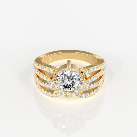 Portuguese Cut Moissanite Diamond Cocktail Sterling Silver Ring