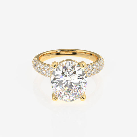 Oval Cut Moissanite Diamond Three Layer Pave Sterling Silver Ring
