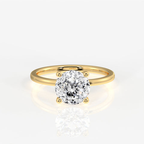 Portuguese Cut Moissanite Diamond Classic Solitaire Engagement Sterling Silver Ring