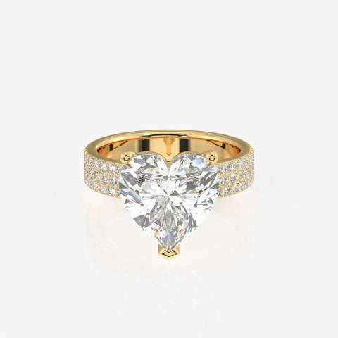 Heart Cut Moissanite Diamond Three Layer Pave Sterling Silver Ring