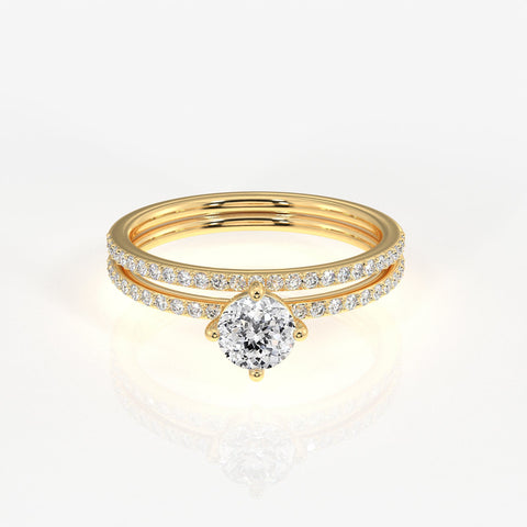 Portuguese Cut Moissanite Diamond Engagement Sterling Silver Ring