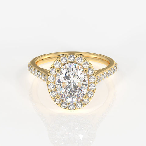 Oval Cut Moissanite Diamond Halo Engagement Sterling Silver Ring