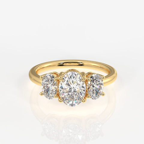 Oval Cut Moissanite Diamond Trilogy Sterling Silver Ring