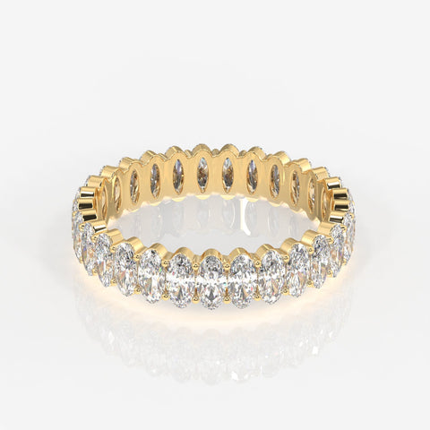 Oval Cut Moissanite Diamond Eternity Sterling Silver Band Ring
