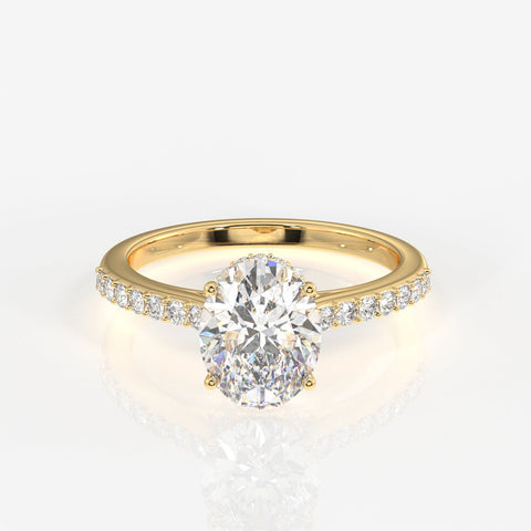 Oval Cut Moissanite Diamond Hidden Halo Sterling Silver Ring