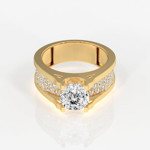 Portuguese Cut Moissanite Diamond, Bruce Men's Sterling Silver Ring