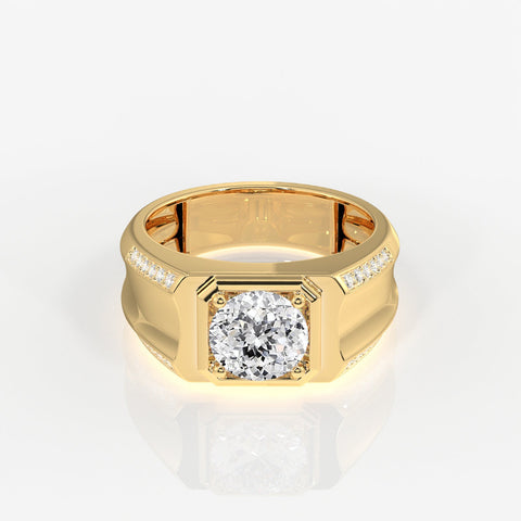 Portuguese Cut Moissanite Diamond, Men' s Unique Engagement Sterling Silver Ring