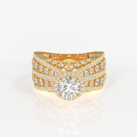 Women's Round Cut Moissanite Diamond Cocktail Sterling Silver Ring