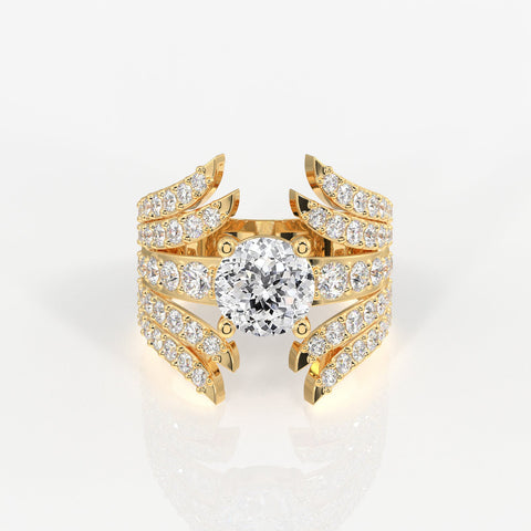 Portuguese Cut Moissanite Diamond Cocktail Sterling Silver Ring