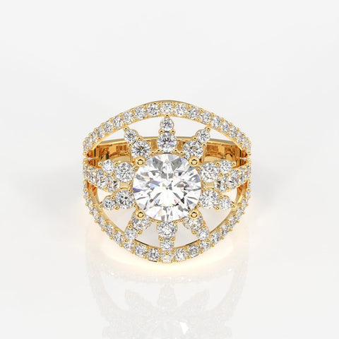 Round Cut Moissanite Diamond Cocktail Sterling Silver Ring