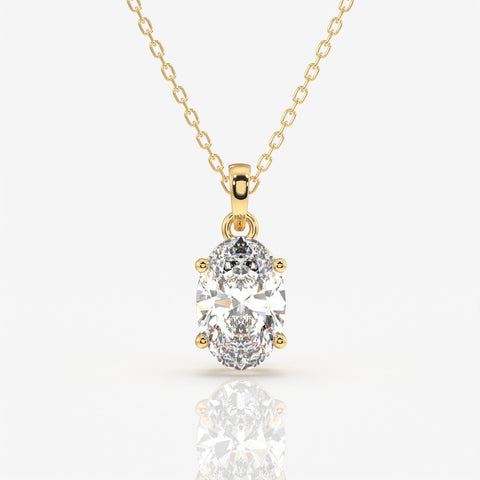 Oval Cut Lab Grown Diamond Solitaire 14k Gold Pendant