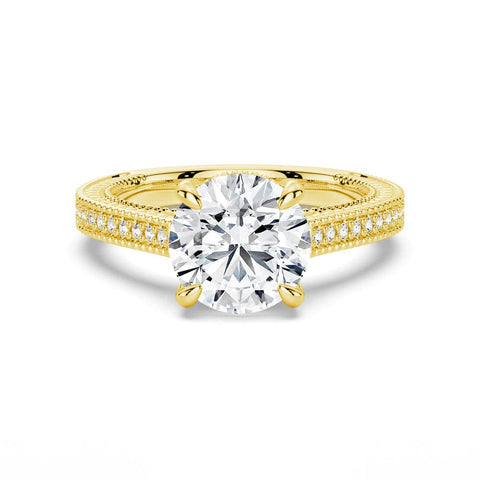 Round Cut Moissanite Diamond Hidden Halo Sterling Silver Ring