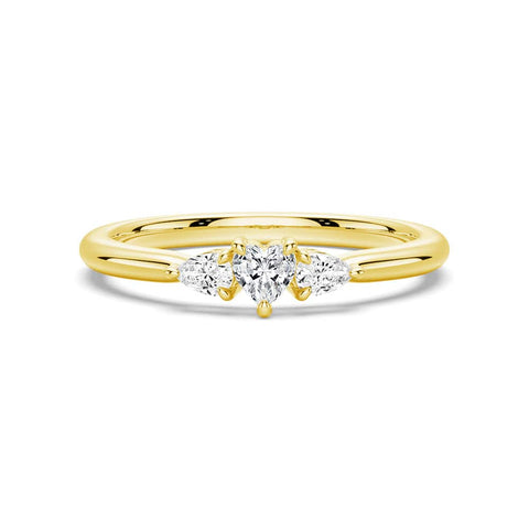 Heart & Pear Cut Moissanite Diamond Trilogy Sterling Silver Ring