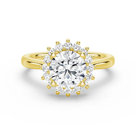 Round Cut Moissanite Diamond Engagement Sterling Silver Ring