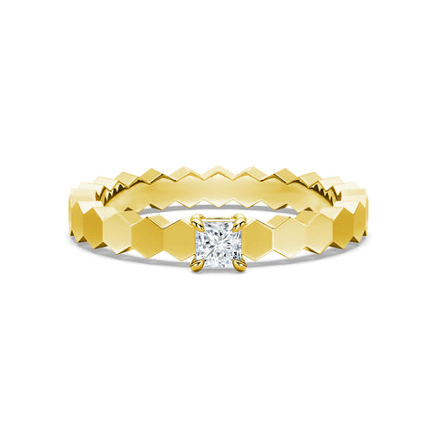 Princess Cut Moissanite Diamond Solitaire Sterling Silver Ring