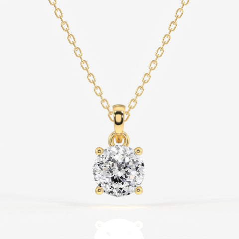 Portuguese Cut Moissanite Diamond Solitaire Four Prongs Sterling Silver Pendant