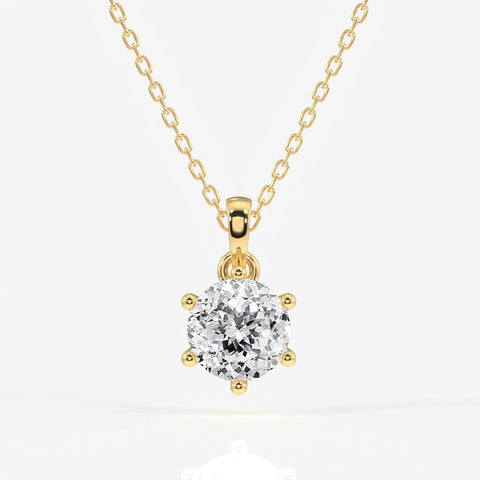 Portuguese Cut Moissanite Diamond Six Prong Sterling Silver Pendant