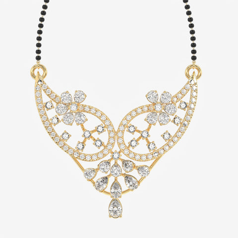 Round & Pear Cut Moissanite Diamond Women's Sterling Silver Mangalsutra