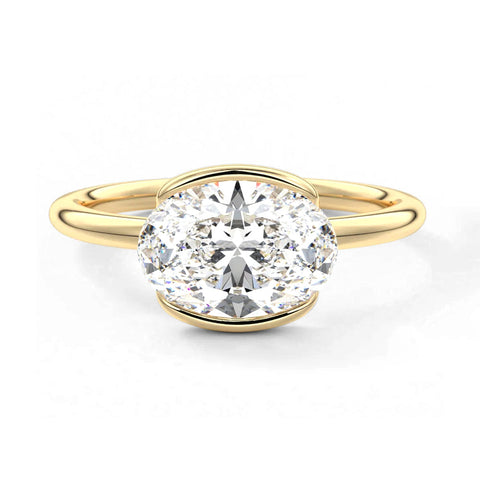 Oval Cut Moissanite Diamond East-West Sterling Silver Ring