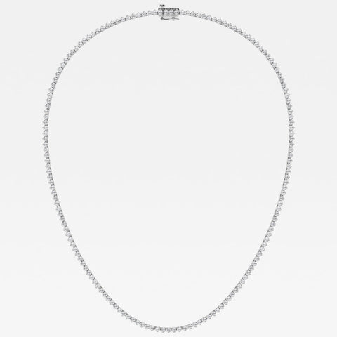 Round Cut Lab Grown Diamond Three Prong Tennis 14K Gold Necklace