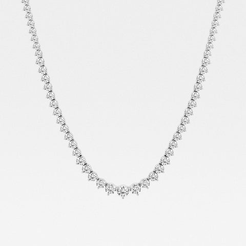 Round Cut Moissanite Diamond Tennis 18k Gold Necklace