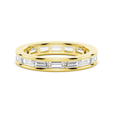 Channel Emerald Cut Moissanite Diamond Eternity Band Sterling Silver Ring