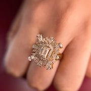 Cocktail Style Moissanite Diamond Sterling Silver Engagement Ring