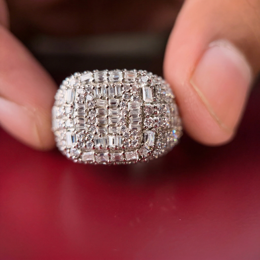 Grand Emperor Moissanite Diamond Men's Sterling Silver Ring