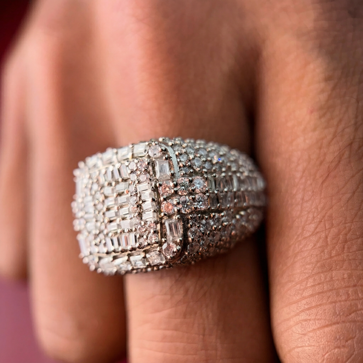 Grand Emperor Moissanite Diamond Men's Sterling Silver Ring