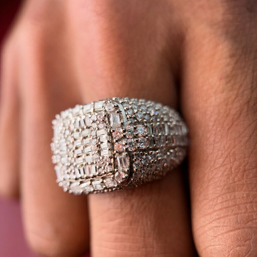 Grand Emperor Moissanite Diamond Men's Sterling Silver Ring