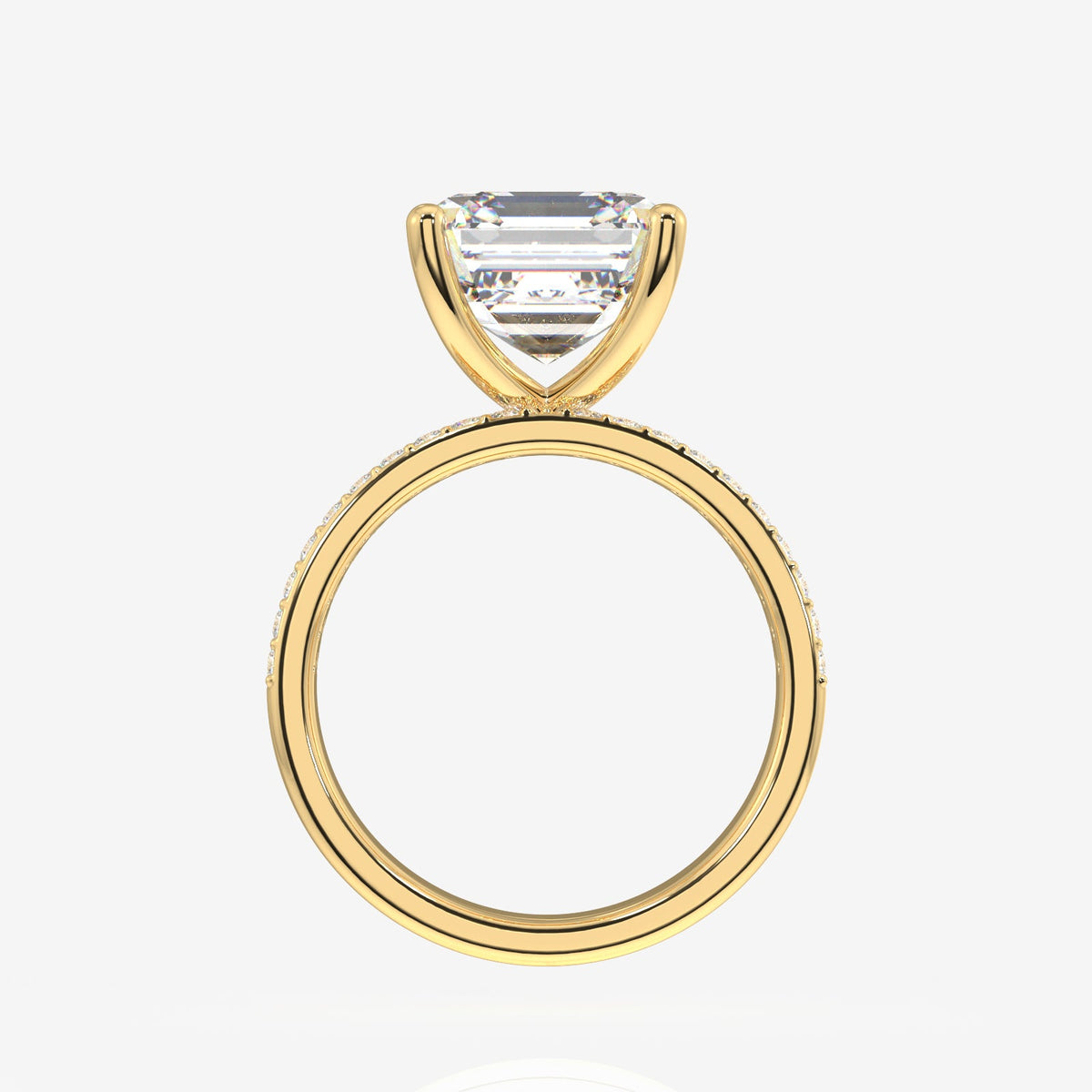 Asscher Cut Moissanite Diamond Three Layer Pave Sterling Silver Ring