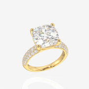 Cushion Cut Moissanite Diamond Three Layer Pave Sterling Silver Ring