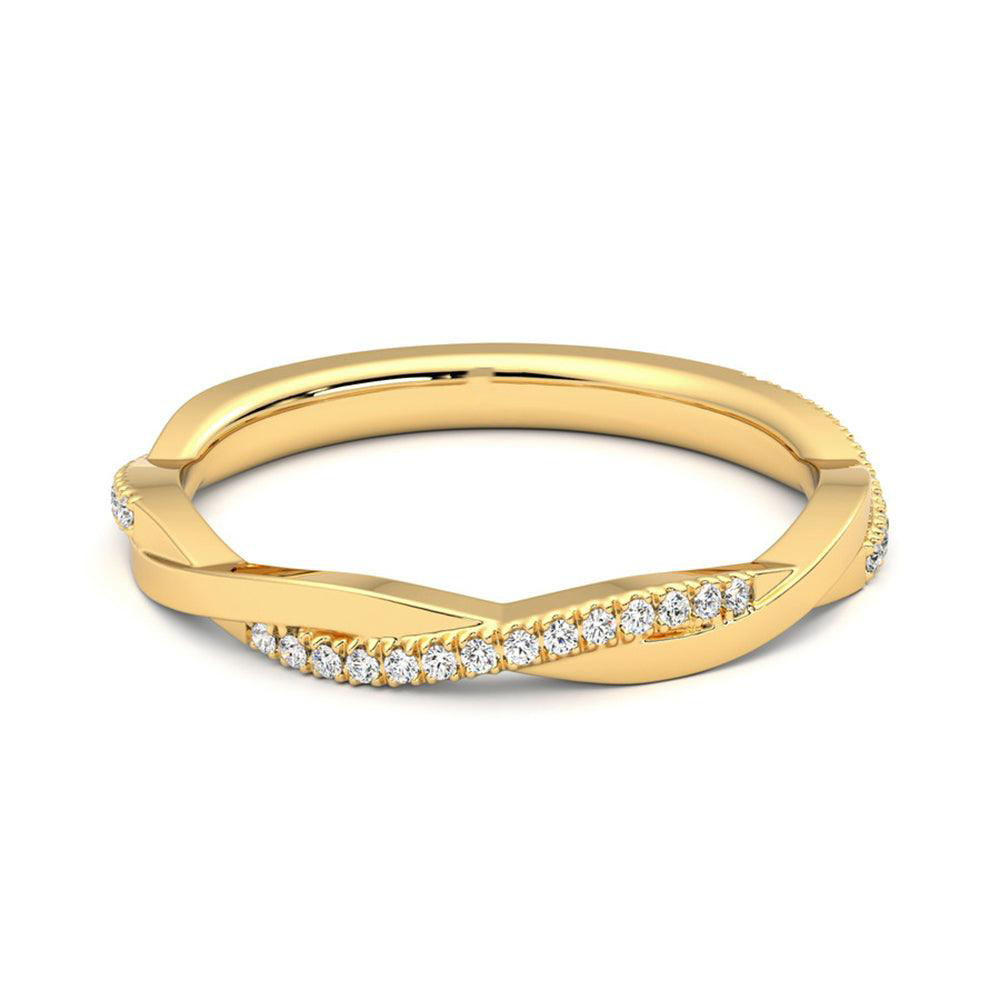 Round Cut Moissanite Diamond Twisted Wedding Band Sterling Silver Ring