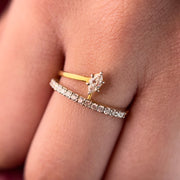 Simple Classic Moissanite Diamond Sterling Silver Engagement Ring