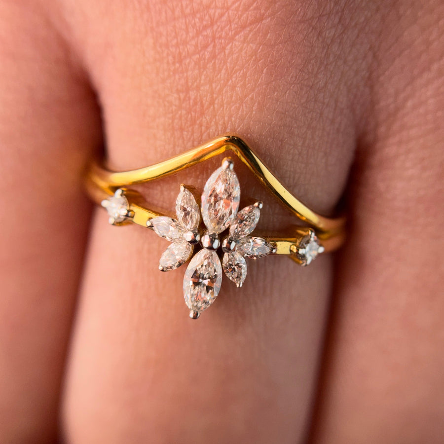 Marquise Cut Moissanite Diamond Sterling Silver Engagement Ring