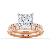 Princess Cut Moissanite Diamond Hidden Halo Engagement Sterling Silver Ring