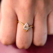 Pear Cut Moissanite Diamond Sterling Silver Engagement Ring