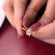 Pear Cut Moissanite Diamond Sterling Silver Engagement Ring